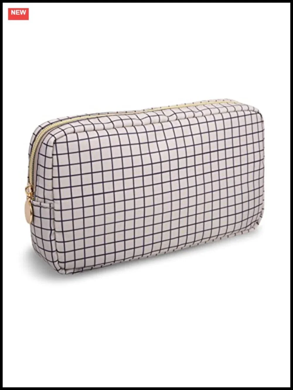 Waterproof Nylon Travel Toiletry Storage Bag with Zipper Preppy Checkered